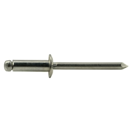 Midwest Fastener Blind Rivet, Dome Head, 3/16 in Dia., 3/8 in L, 18-8 Stainless Steel Body, 50 PK 53963